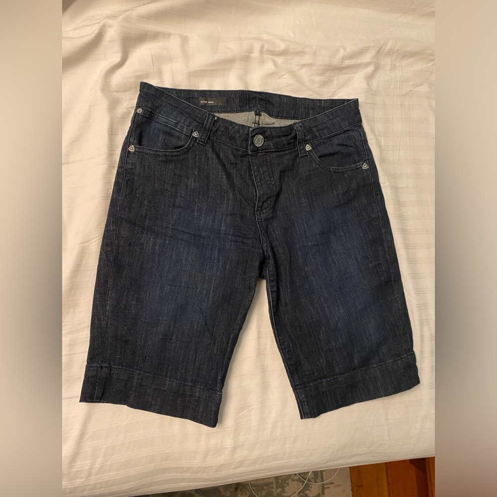 KUT from the Kloth Mid Rise Nicole Bermuda Dark Wash Denim Jean Shorts Size 4